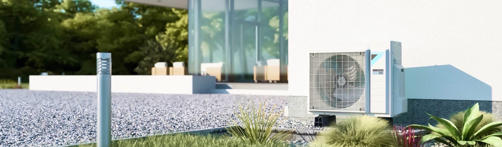 Šilumos siurblio išorinis blokas su grotelėmis